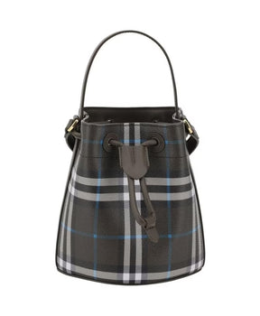 Stylish Check Bucket Bag with Drawstring Closure