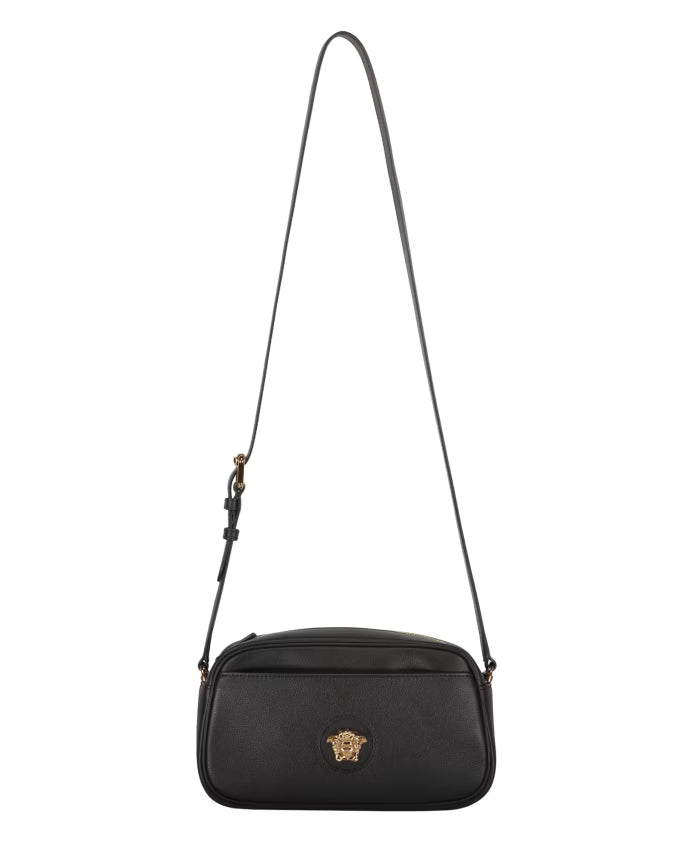Leather Crossbody Bag with Metal Logo