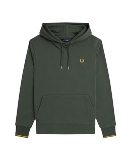 Fred Perry Green Hoodie with Double Stripe Detail