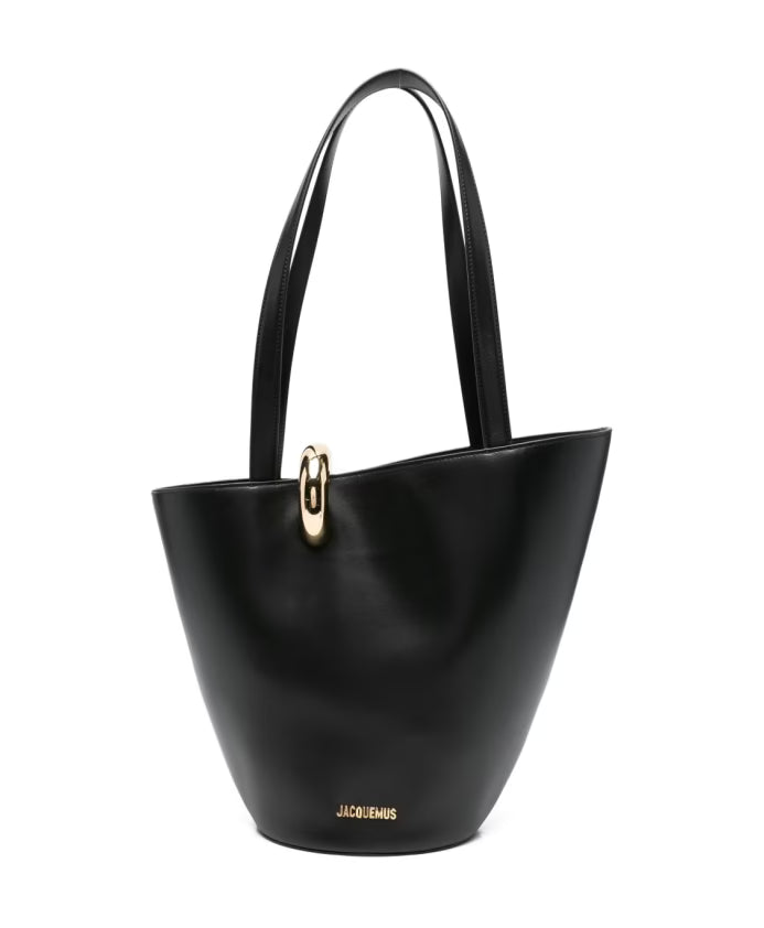 Black Top Handle Bag with Gold Logo