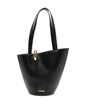 Black Top Handle Bag with Gold Logo