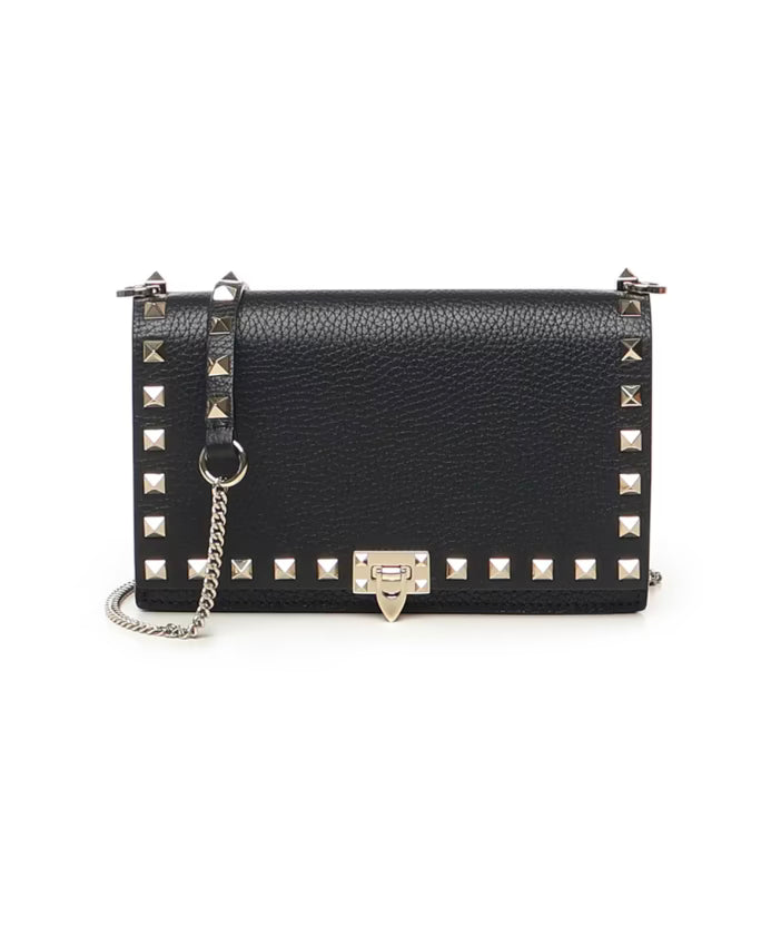 Black Calfskin Flap Bag with Chain