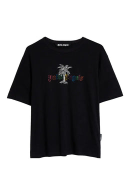 Embroidered Logo Cotton & Linen Graphic T-Shirt