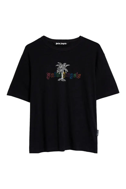 Embroidered Logo Cotton & Linen Graphic T-Shirt