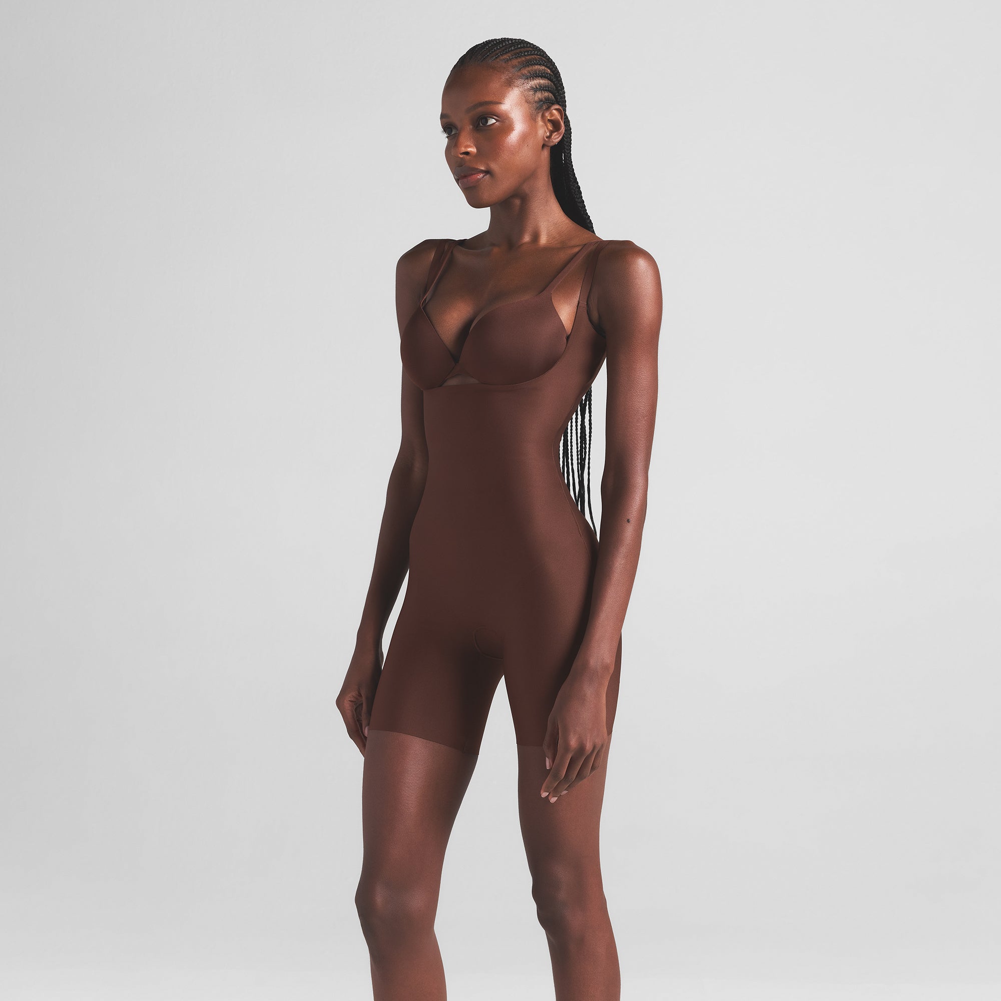 Skims Body Core Sculpt Open Bust Mid Thigh Bodysuit