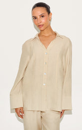 Petite Stone Woven Oversized Shirt