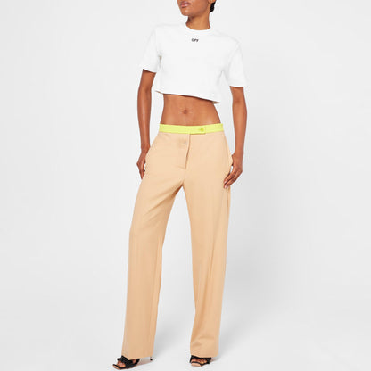 - Stamp Rib Cotton Short Sleeve Slim Fit Cropped Crop Top