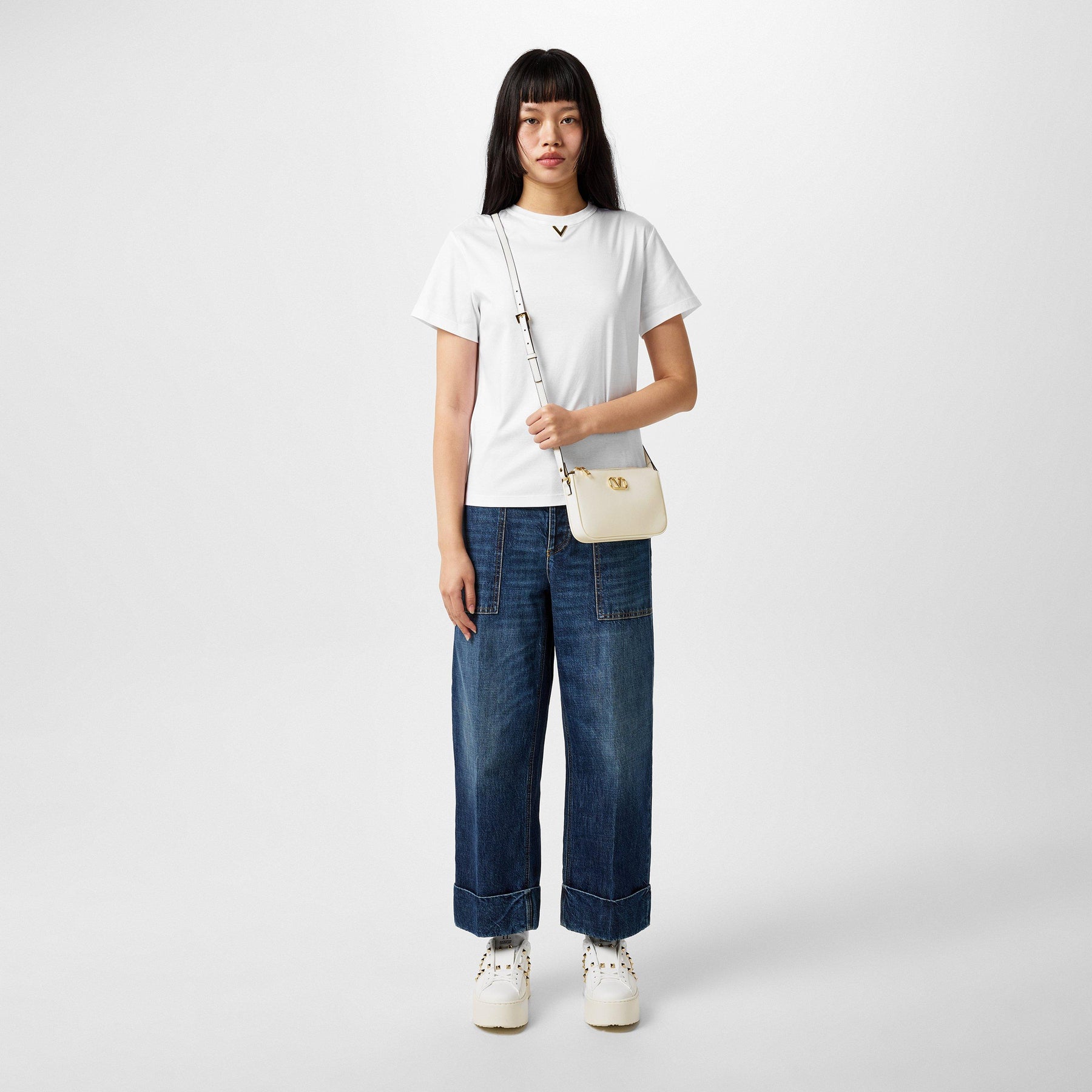 V-Detail Cotton T-Shirt