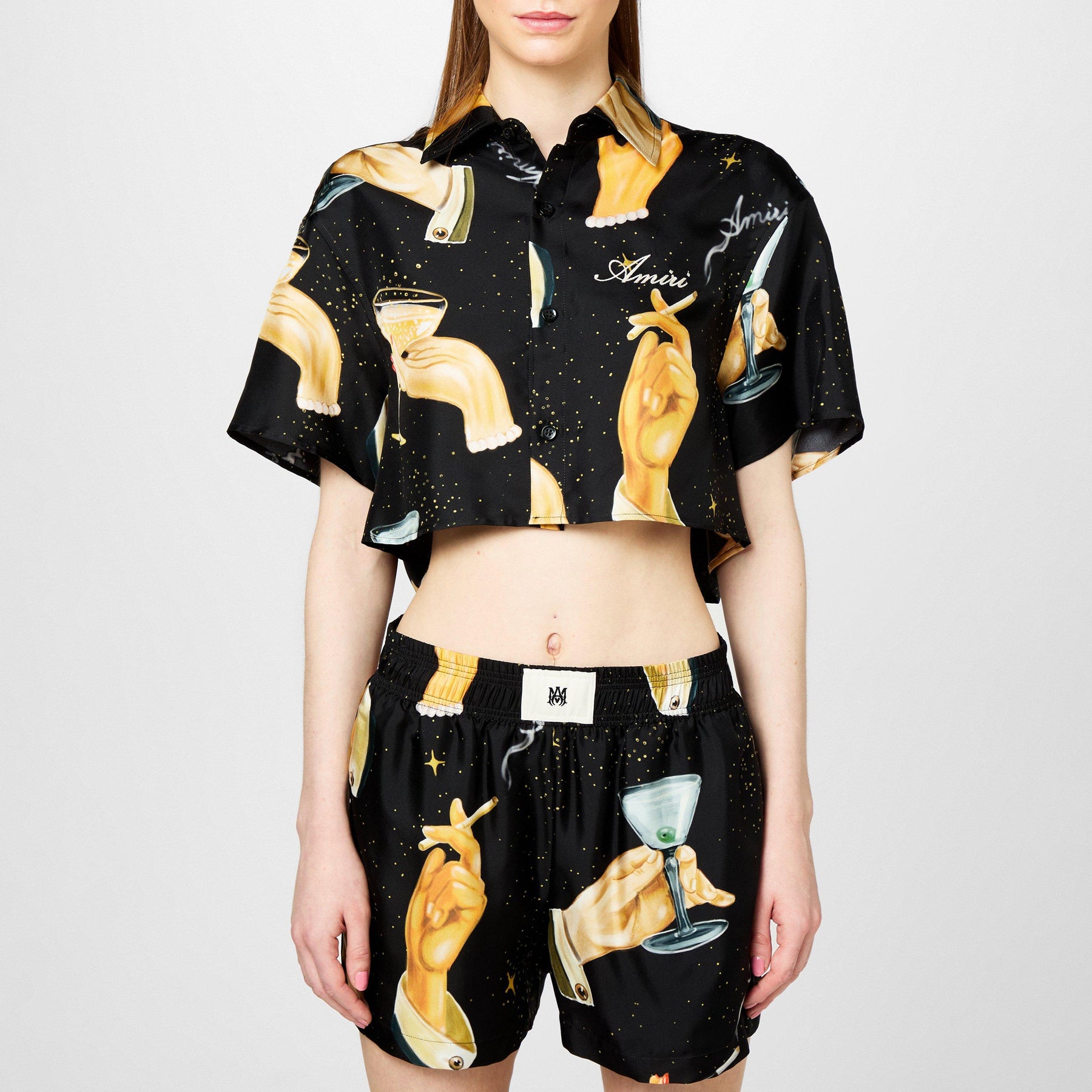 Champaign Print Silk Shirt