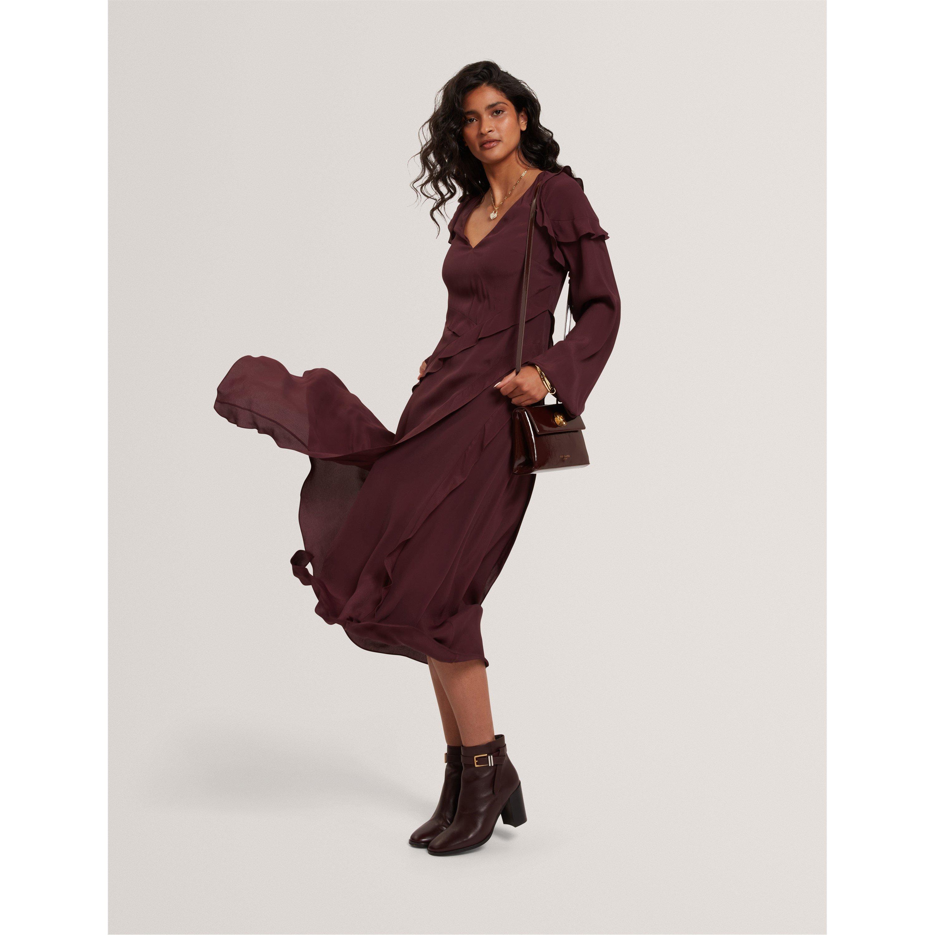 Long-Sleeve Midi Tea Dress