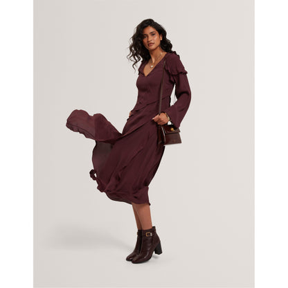 Long-Sleeve Midi Tea Dress