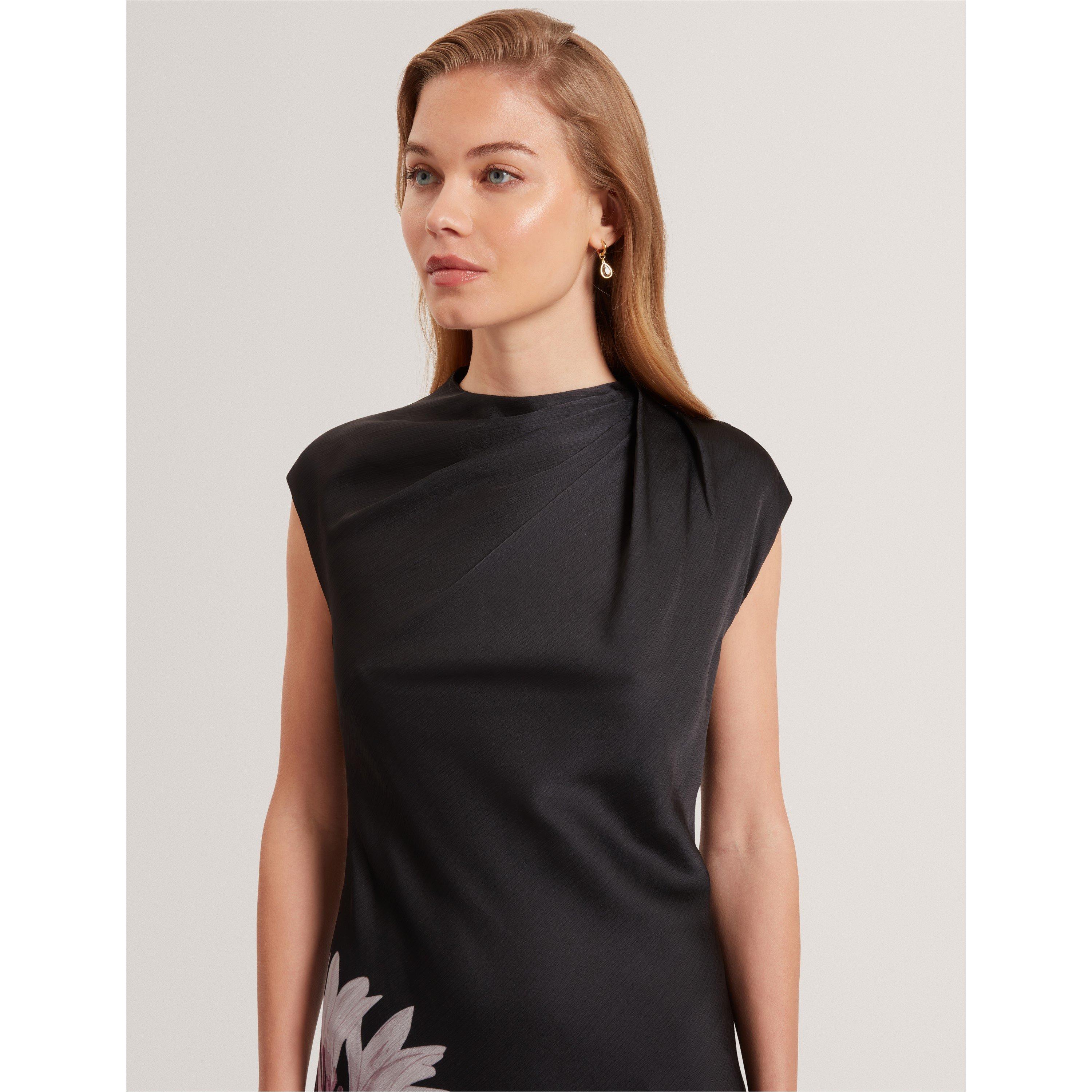 Drape Midi Slinky Dress