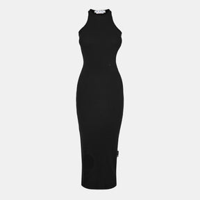 Women's Ribbed Dress with Bold Round Cutout