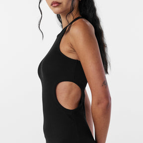 Women's Ribbed Dress with Bold Round Cutout