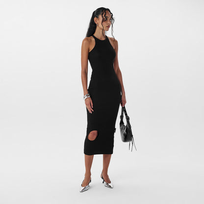 Meteor Ribbed Circular Cutout Maxi Dress