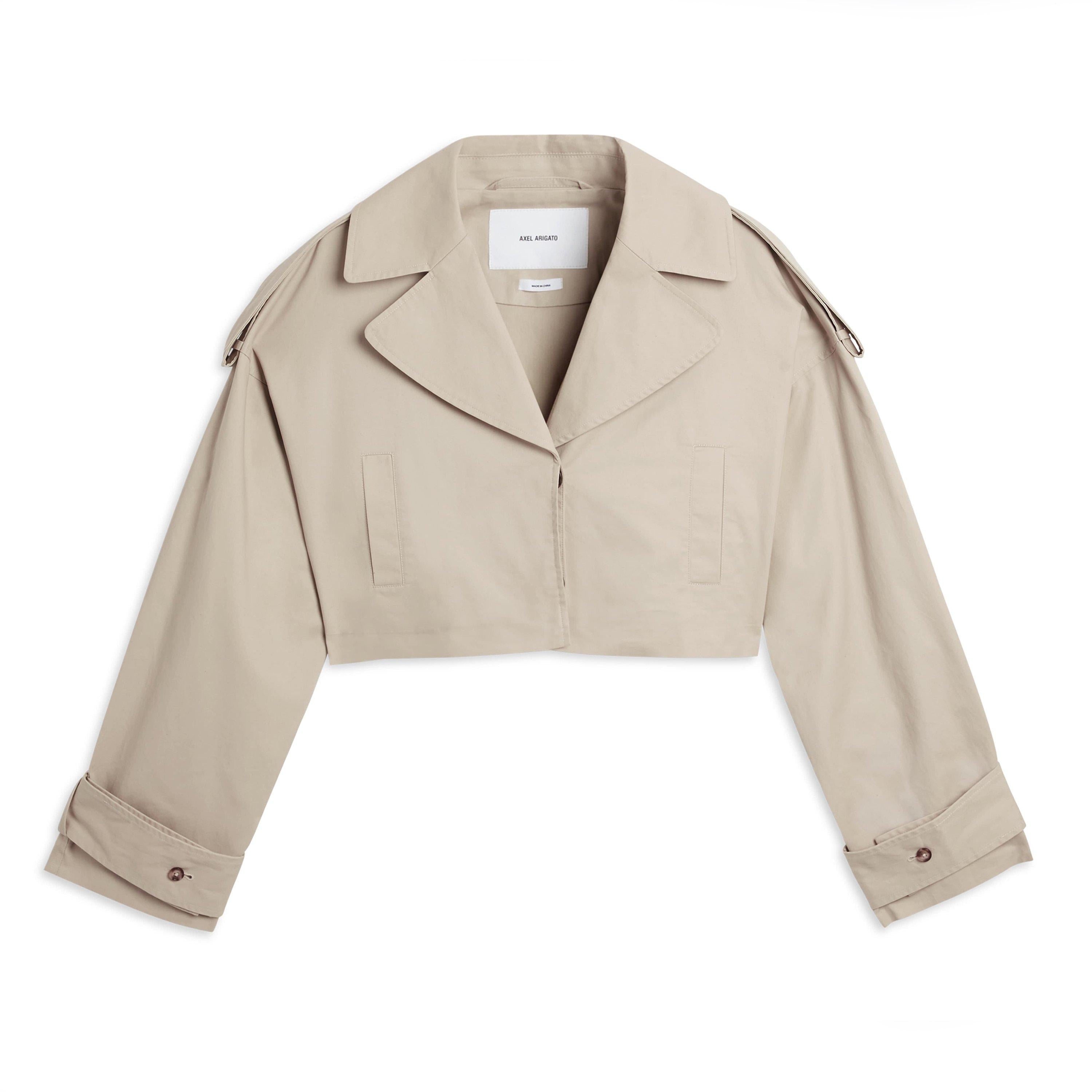 Gaia Water-Repellent Cotton Cropped Long Sleeve Trench Coat