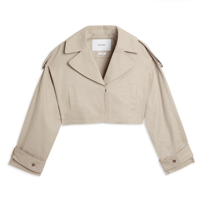 Gaia Water-Repellent Cotton Cropped Long Sleeve Trench Coat