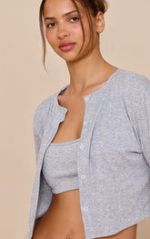 Grey Marl Pointelle Pj Cardigan
