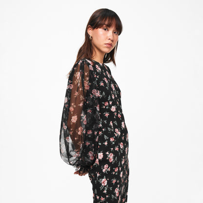 Puff Sleeve Long Maxi Dress