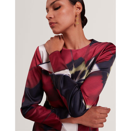 Long Sleeve Print Tea Dress