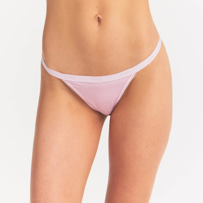 Lightweight Cotton Logo Picot Thong