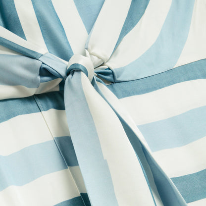 Ted Baker Blue Stripe Tie Front Sleeveless Midi Dress