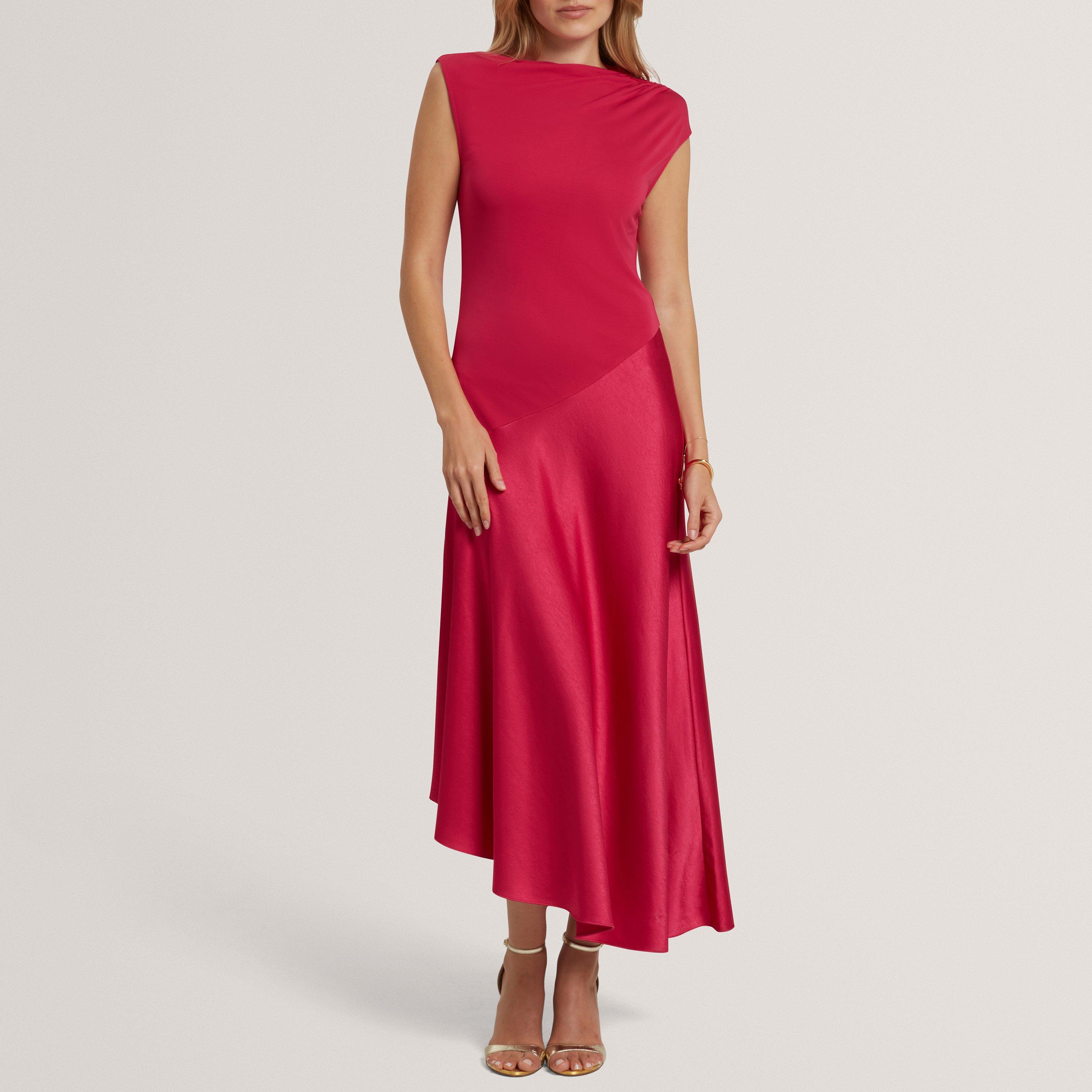 Ted Baker Asymmetric Satin Panel Midi Dress