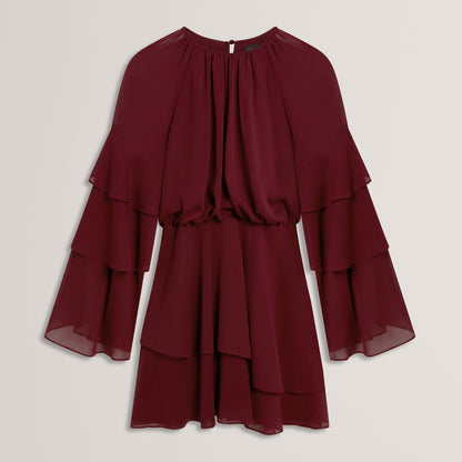 Ted Baker Frill Trim Long Sleeve Mini Dress