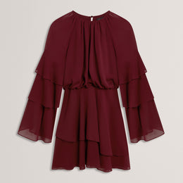 Ted Baker Frill Trim Long Sleeve Mini Dress