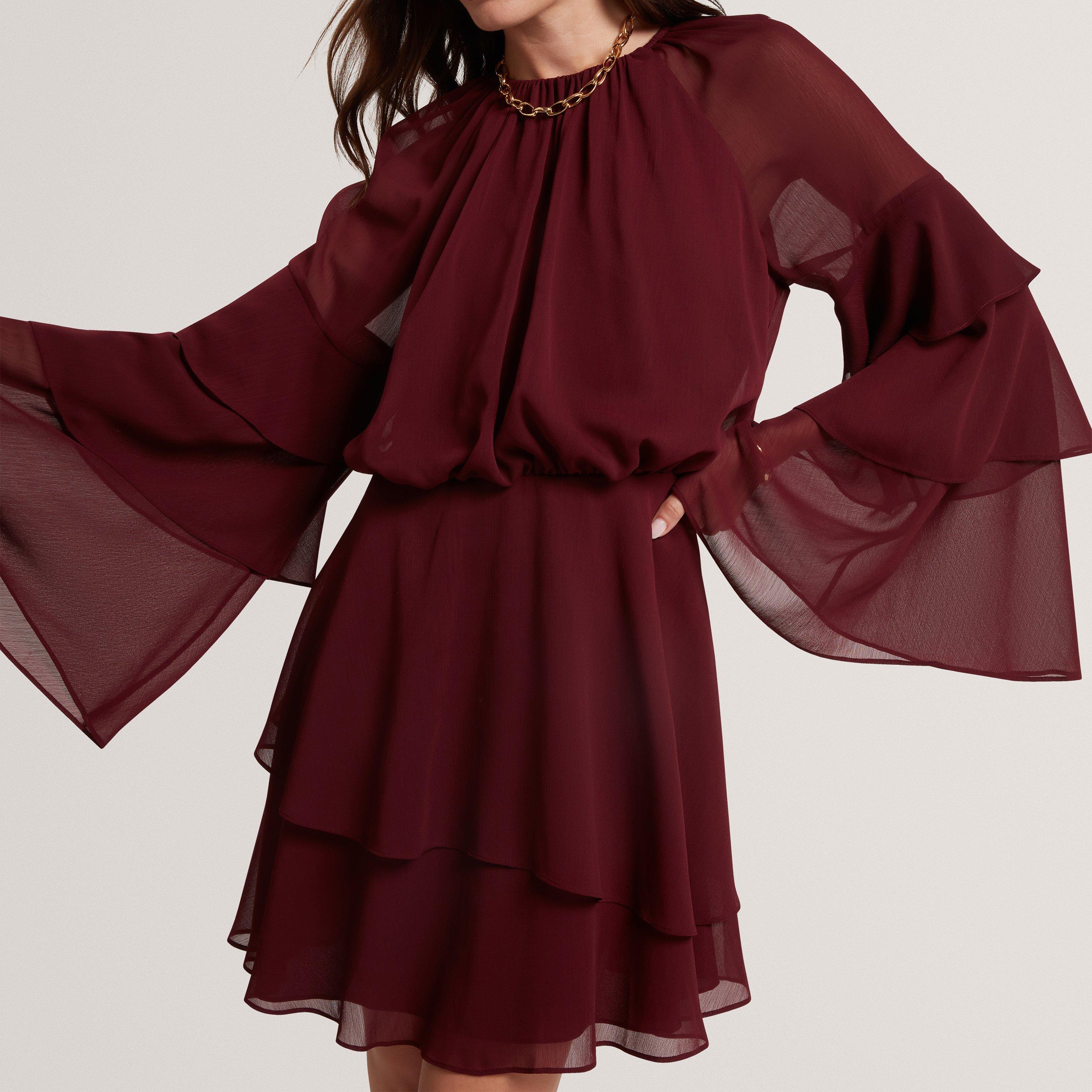 Ted Baker Frill Trim Long Sleeve Mini Dress
