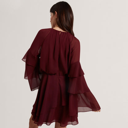 Ted Baker Frill Trim Long Sleeve Mini Dress