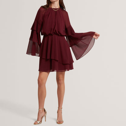 Ted Baker Frill Trim Long Sleeve Mini Dress