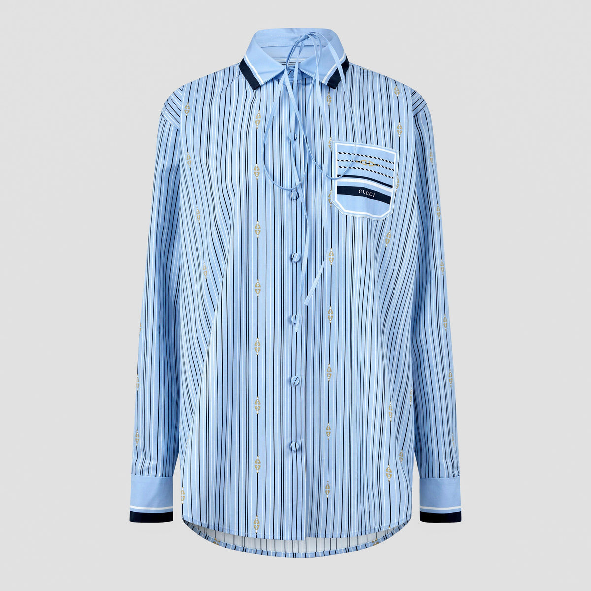 Horsebit Striped Cotton Shirt
