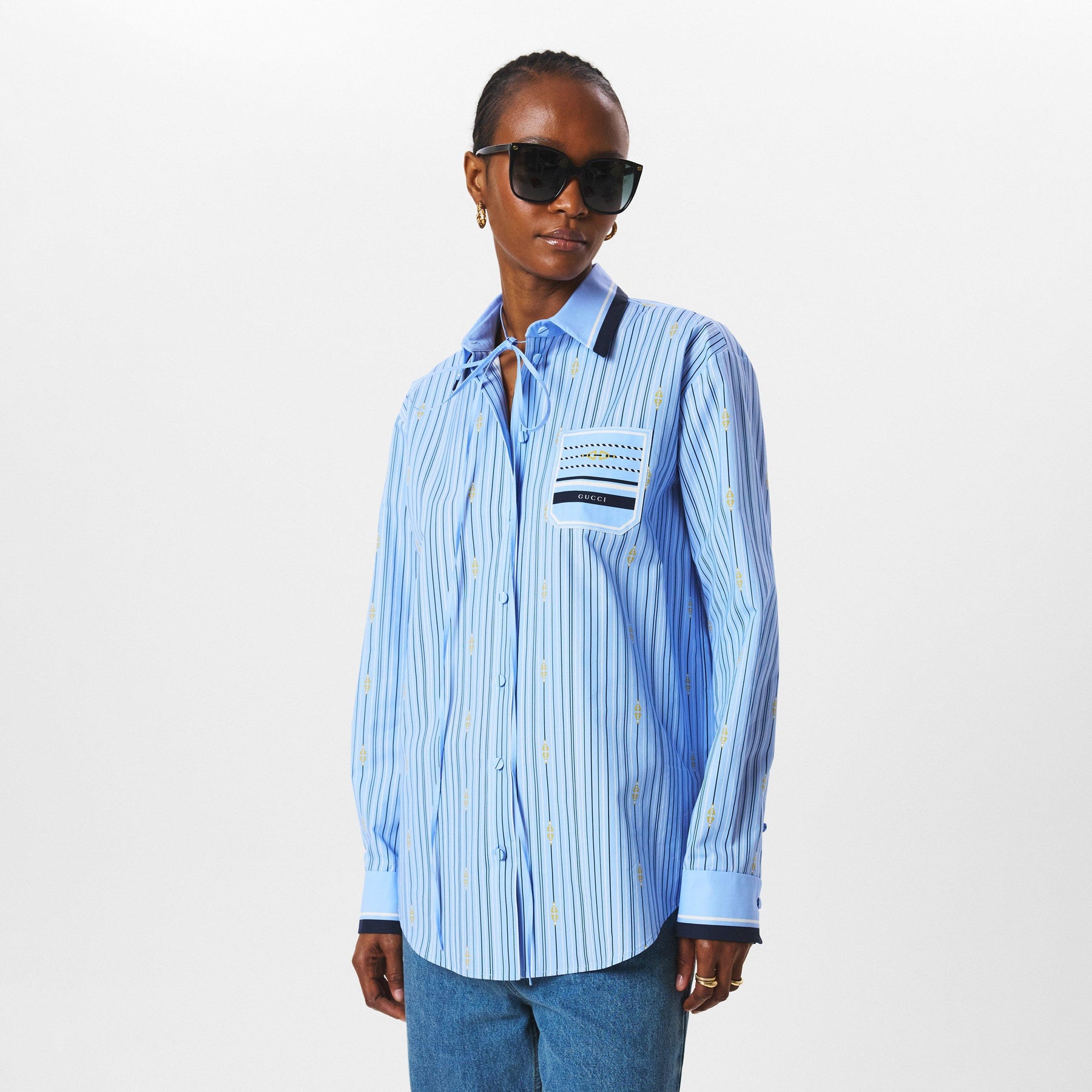 Horsebit Striped Cotton Shirt