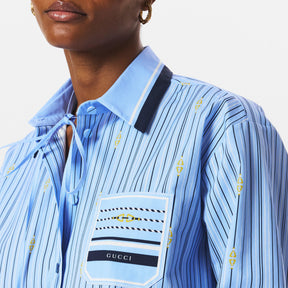 Horsebit Striped Cotton Shirt