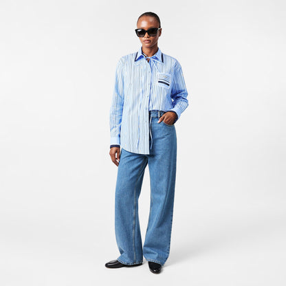 Horsebit Striped Cotton Shirt