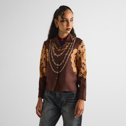 Silk Long Sleeve Patterned Shirt