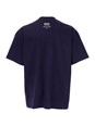 Msgm Blue Crewneck T-Shirt with Patch on the Front and Logo Lettering on the Back in Cotton Man