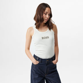 Crystal Logo Ribbed Tank Top
