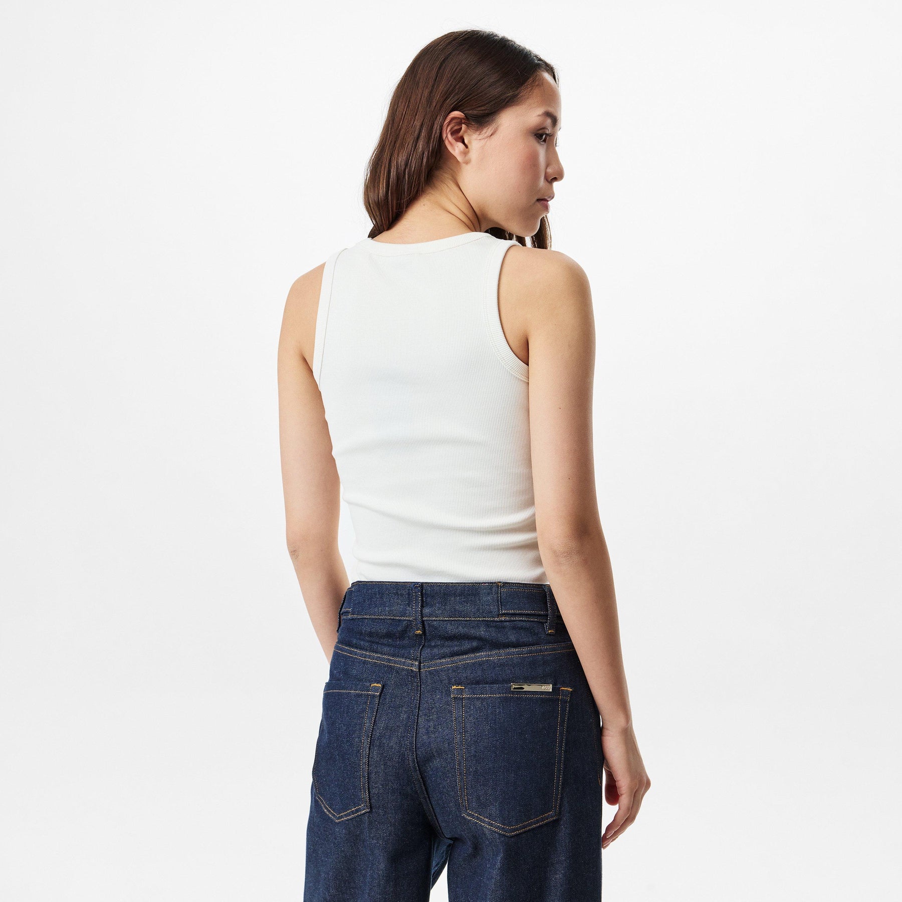 Crystal Logo Ribbed Tank Top