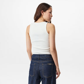 Crystal Logo Ribbed Tank Top