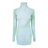 Women's Tie Dye Long-sleeve Mini Dress, Tie Dye Design