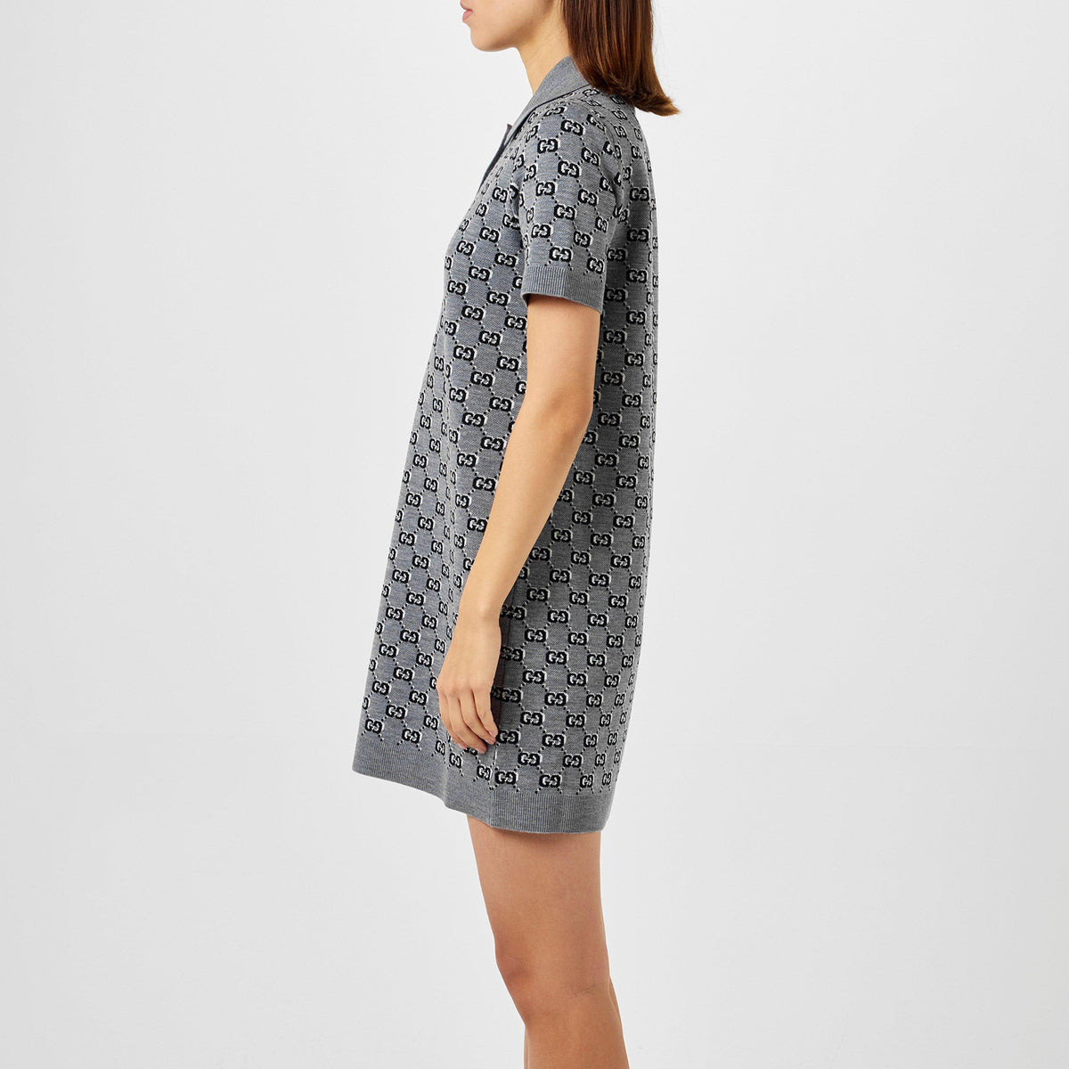 Women's Jacquard Wool Polo Dress