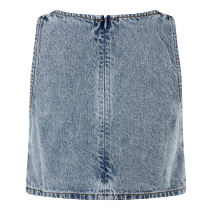 Rhinestone Denim Strappy Crop Top