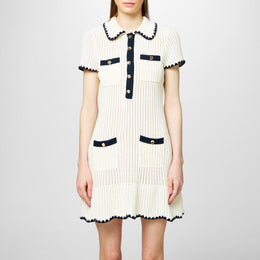 Crochet Collared Mini Dress