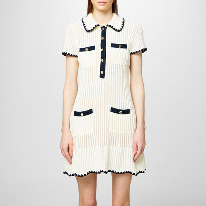 Crochet Collared Mini Dress