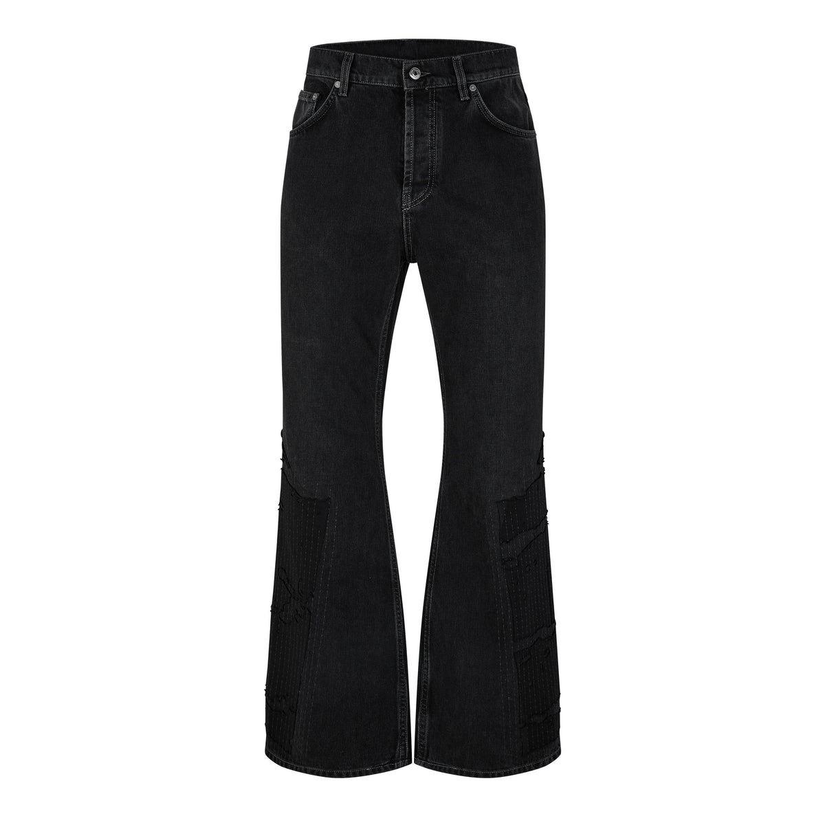 Men's Flare Distressed Patchwork Jeans