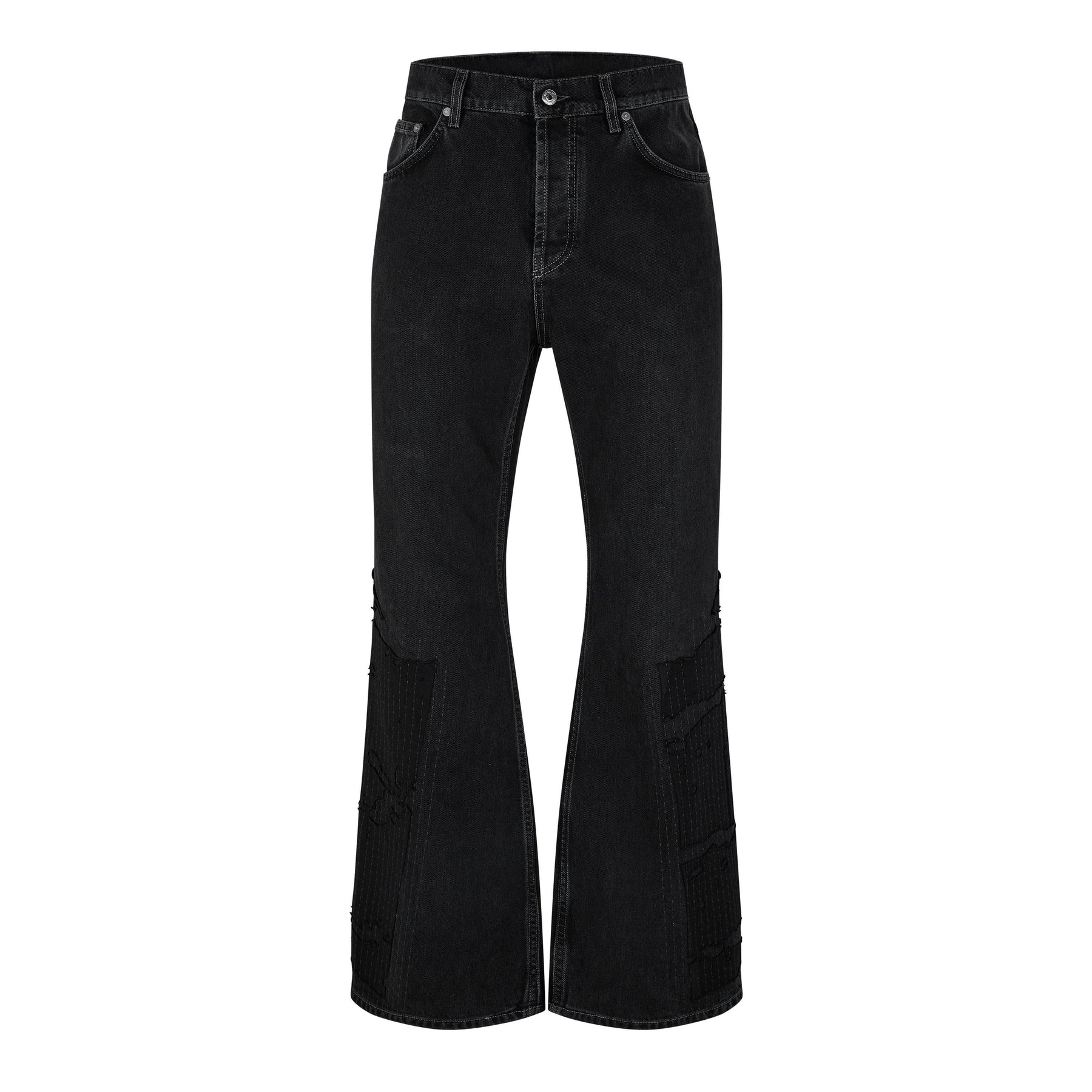 Men's Flare Distressed Patchwork Jeans