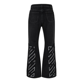 Men's Flare Distressed Patchwork Jeans