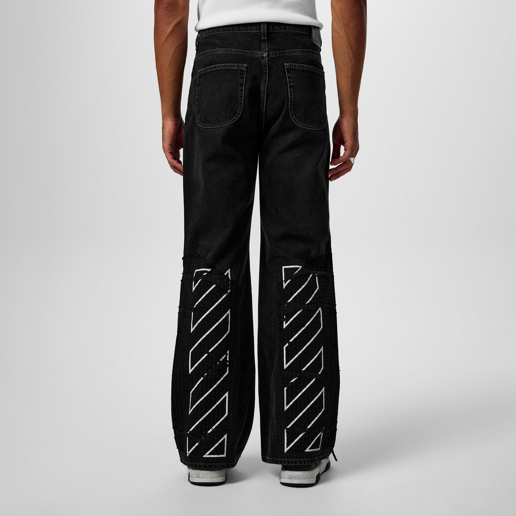 Men's Flare Distressed Patchwork Jeans